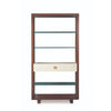 bookcase ivory mahogany shelves glass brass