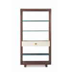 bookcase ivory mahogany shelves glass brass