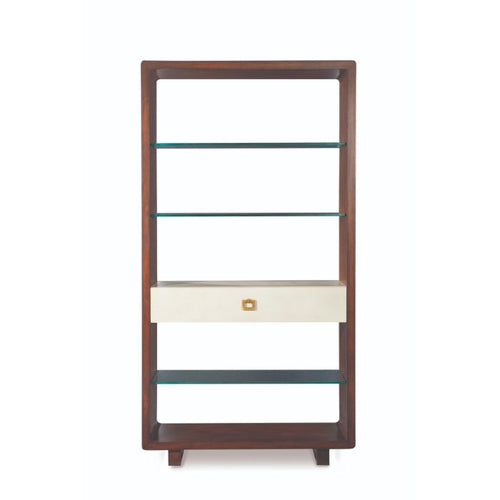 bookcase ivory mahogany shelves glass brass