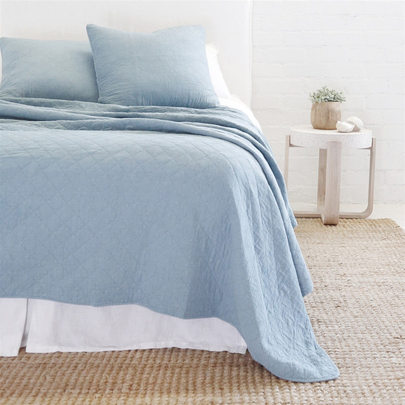light blue diamond quilted coverlet king queen euro sham