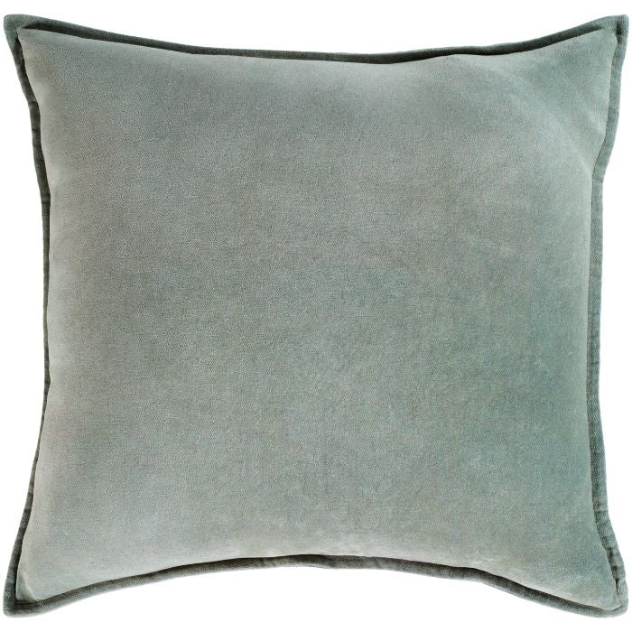 square seafoam cotton velvet accent pillow flange