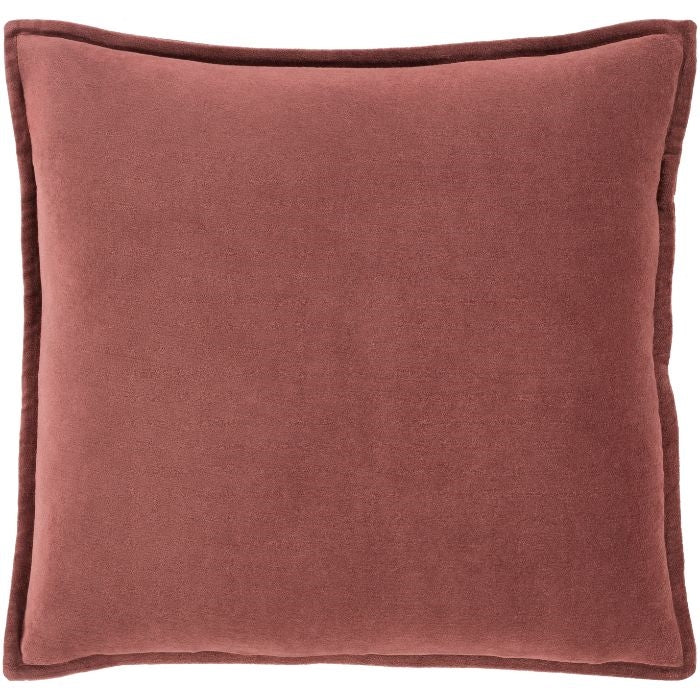square rust cotton velvet accent pillow flange