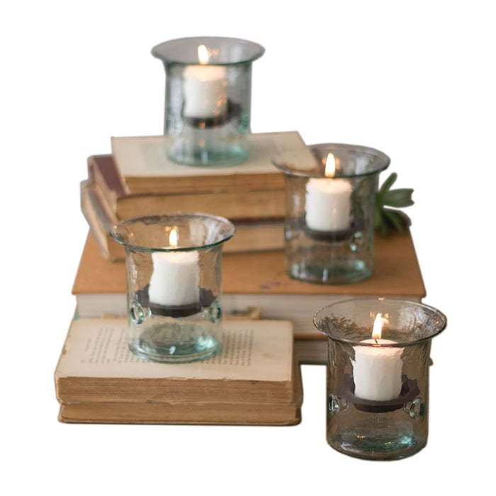Recycled Glass Mini Votive Cylinder (set of 4) by Kalalou