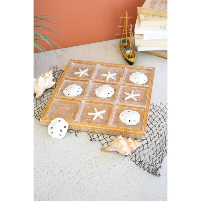 coastal tic-tac-toe game starfish sand dollar