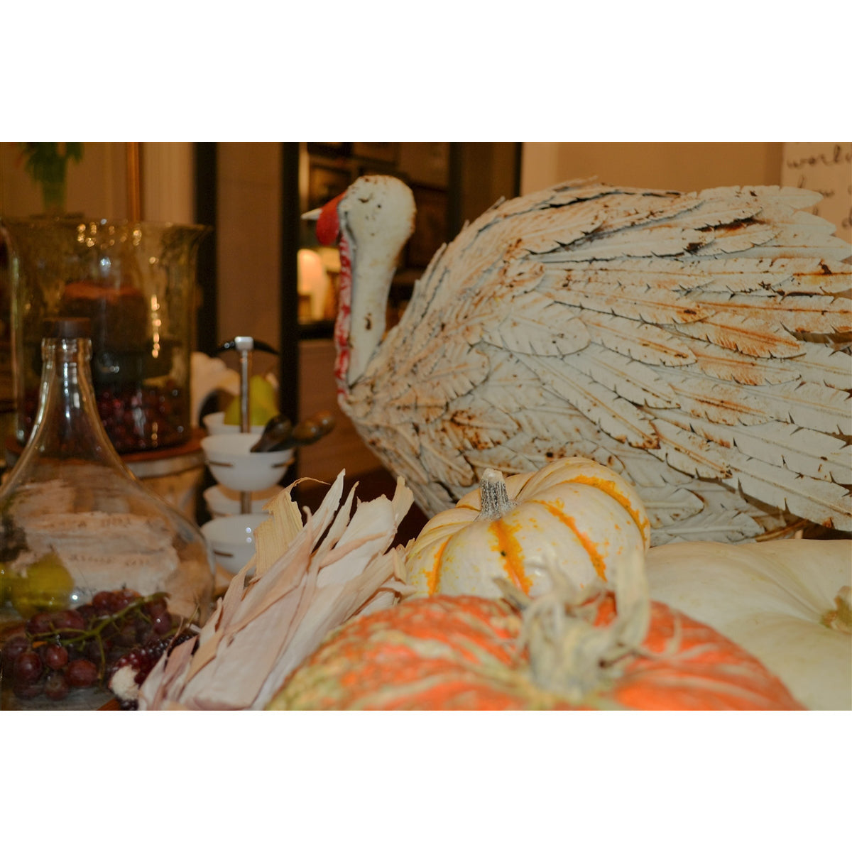 Luxury designer turkey metal rusted distressed antique white by Kalalou