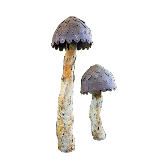 Set of 2 Metal Mushrooms