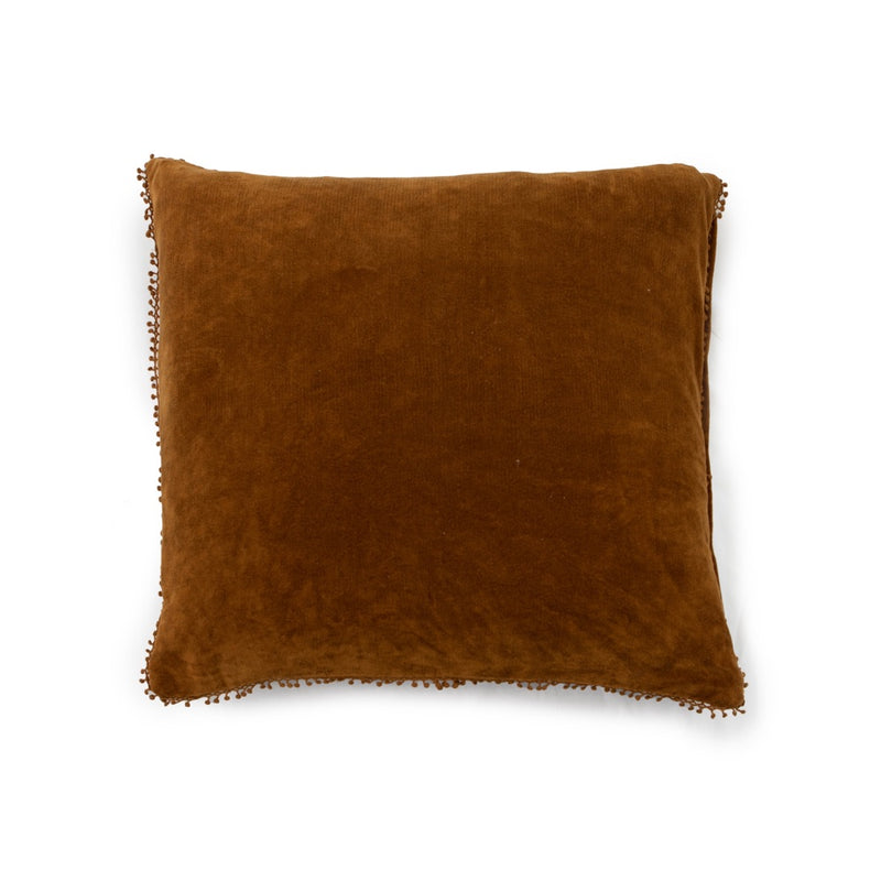 canyon velvet pillow pom poms square