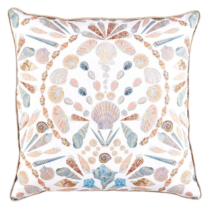 seashell pillow pastel natural linen