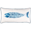 indigo navy blue fish lumbar pillow