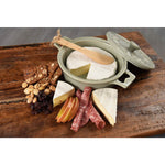 set 2 colors stoneware brie baker wood spreader Oprah's Favorite white gray
