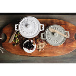 set 2 colors stoneware brie baker wood spreader Oprah's Favorite white gray