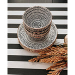 Stoneware Bowls - Black + White with Gold (set of 4)