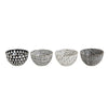 Stoneware Bowls - Black + White with Gold (set of 4)