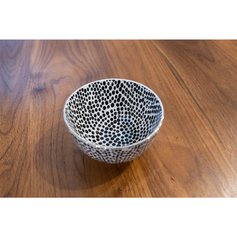 Stoneware Bowls - Black + White with Gold (set of 4)