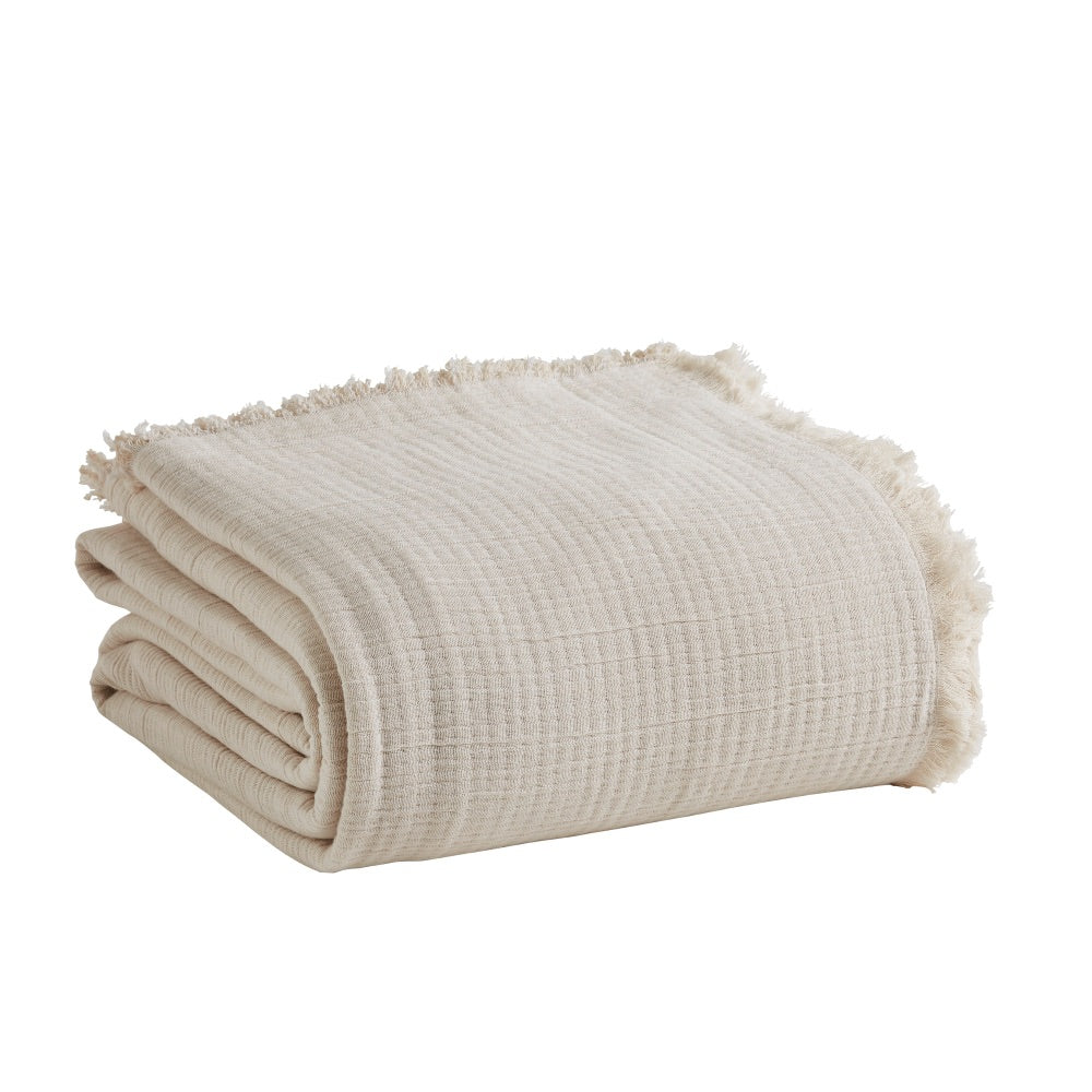 throw blanket cotton textured pearl 