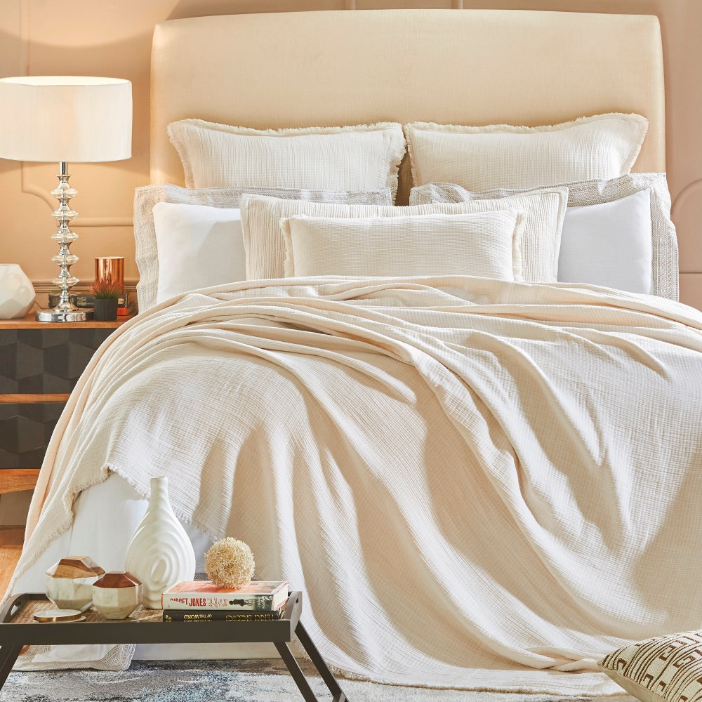 throw blanket cotton textured pearl 