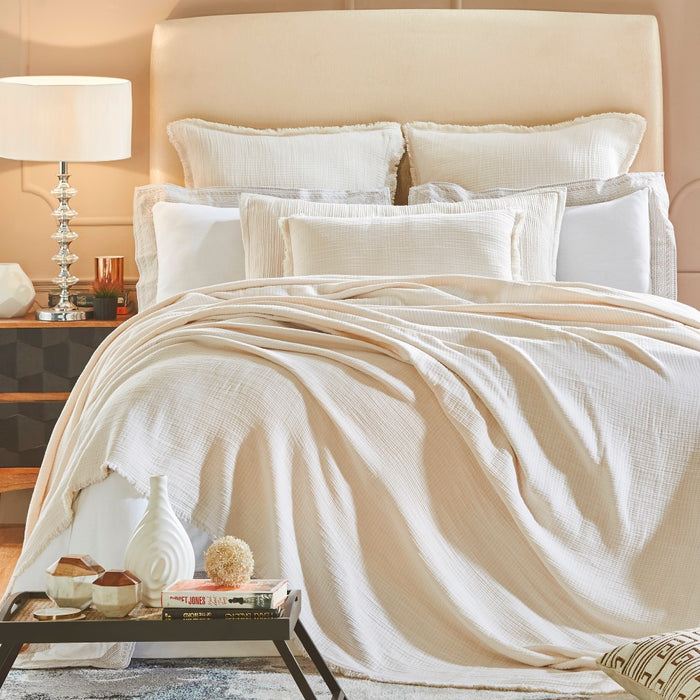 throw blanket cotton textured pearl 