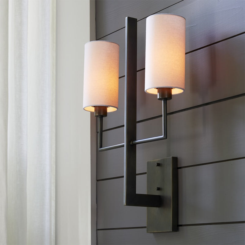 aged bronze double wall sconce