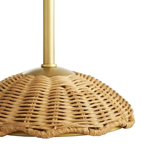 rattan table lamp scalloped edge natural organic