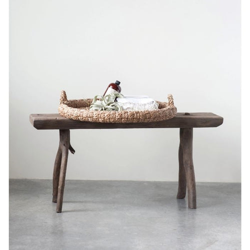 natural round basket tray handles
