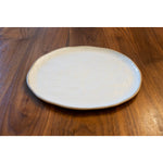 matte white taupe tan oval plate bowl stoneware