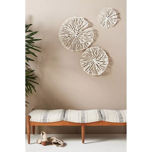 Wall Decor - Handmade Paper + Metal - White (set of 3)