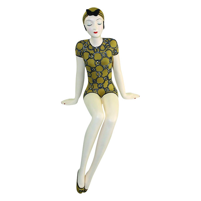 Decorative Bather Figurine - Bronze Suit with Chain Detail & Swimming Cap