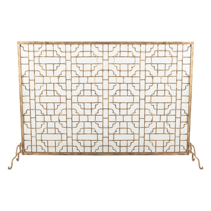 fireplace screen geometric gold contemporary mesh stand feet