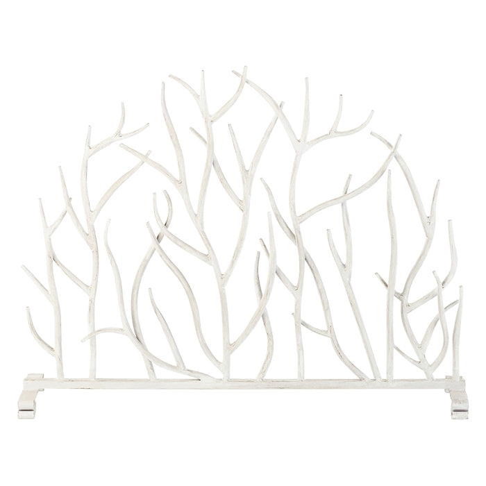 DLIP Dr. Livingstone I Presume Fireplace Screen branches twigs white stand iron