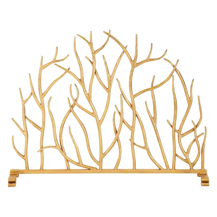 gold iron twig fire screen single panel