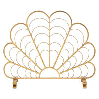 gold single panel iron shell fire screen