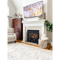 fire screen dark burnished gold accents mesh