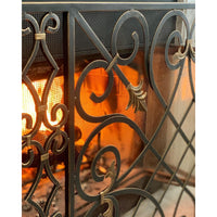 fire screen dark burnished gold accents mesh