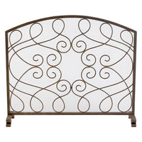 fire screen arched dark gold mesh loop