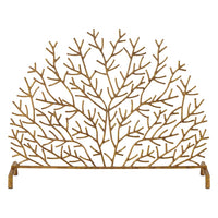 antique gold Italian coral design iron single panel fireplace screen decorative