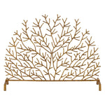 antique gold Italian coral design iron single panel fireplace screen decorative