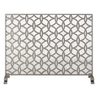 antique silver circles fireplace screen mesh