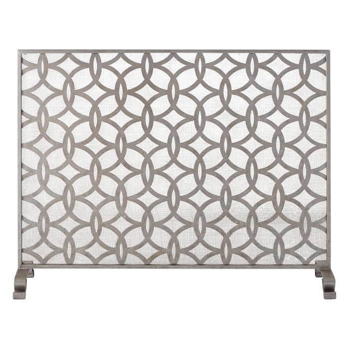 antique silver circles fireplace screen mesh