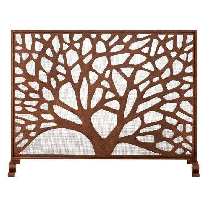 Single-Panel Rose Gold Abstract Tree Fireplace Screen – BSEID