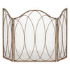 3-panel fireplace screen mesh backed burnished gold ovals