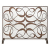 dark antique gold swirls iron fireplace screen mesh-backed