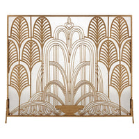 art deco single panel fireplace screen mesh Italian antique gold