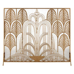art deco single panel fireplace screen mesh Italian antique gold