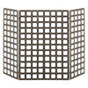 fireplace screen black iron brass buttons nail heads three panel squares
