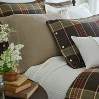Brown, tan, and white comforter set