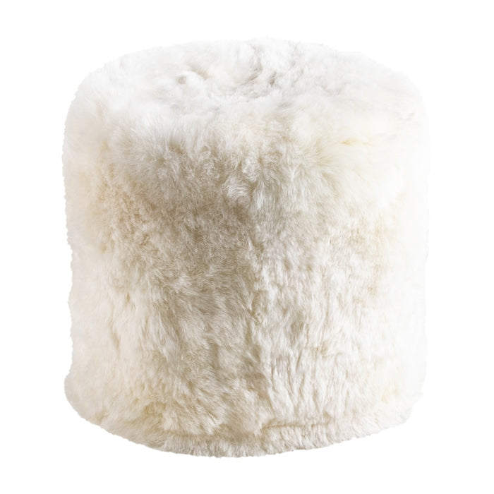 natural white Icelandic sheepskin pouf fur seat stump