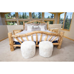 natural white Icelandic sheepskin pouf fur seat stump
