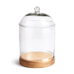 cloche wood base glass dome serveware