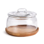 cloche wood tray glass dome serveware