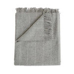 Merino wool throw light gray pinstripes fringe Evangeline Linens